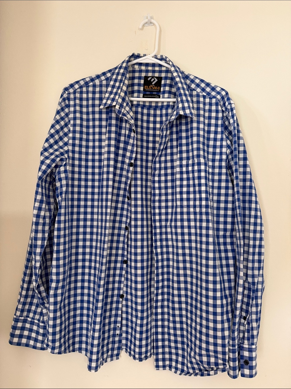 Mens Blue Check Button-Down Shirt, SIZE XL, 100% COTTON